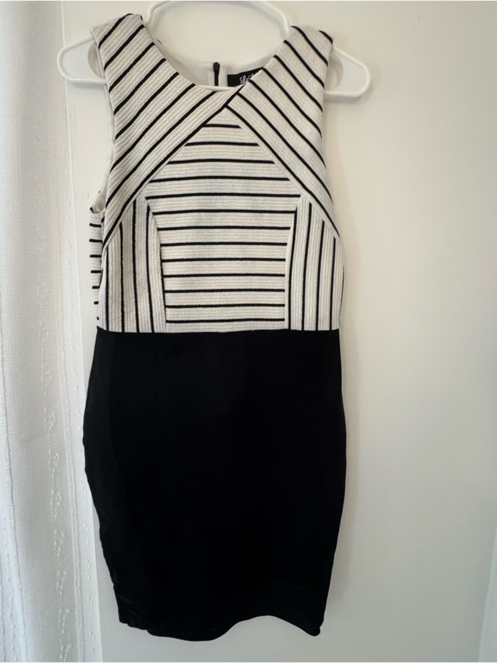 Lulu's Black and White Striped Sleeveless Midi Sheath Dress